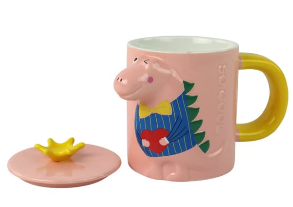 Pink Dinosaur Cup Med Låg Dinosaur 400 ml