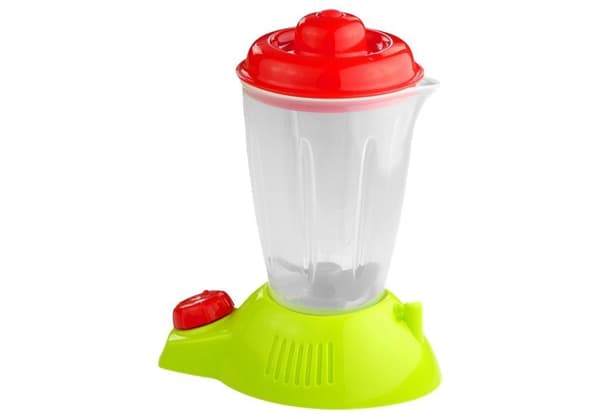 Grøntsags- og frugtsæt med batteridrevet blender og bakke