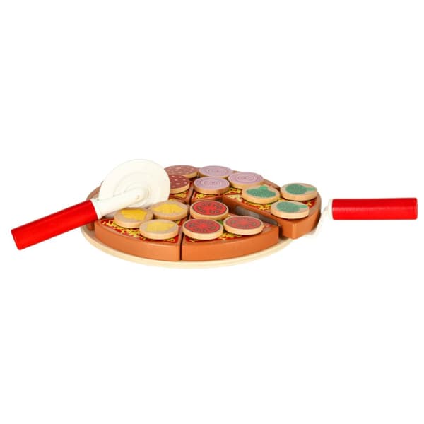 Pizza legesæt i træ med tilbehør 20cm