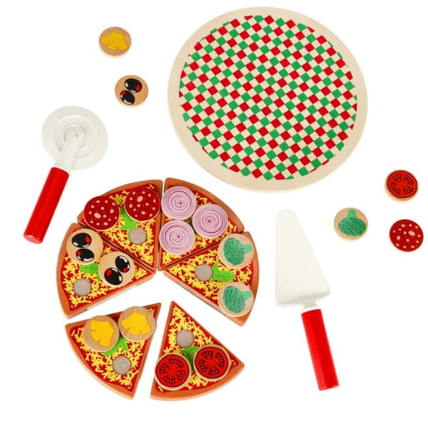 Pizza legesæt i træ med tilbehør 20cm