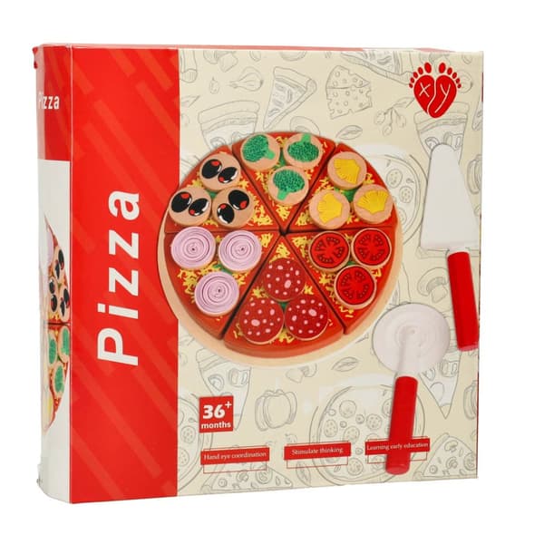 Pizza legesæt i træ med tilbehør 20cm