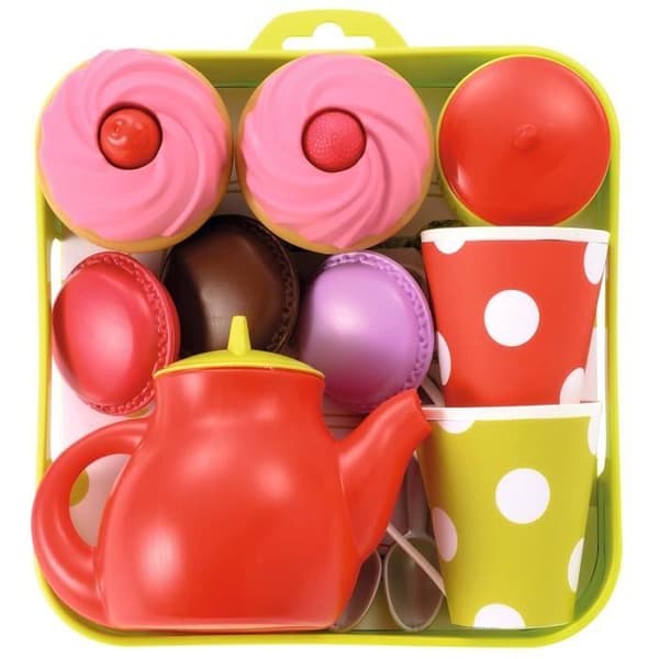 ECOIFFIER Cupcake-bricka - Dinette-imitationsspel - 12 delar - Grön Röd Rosa
