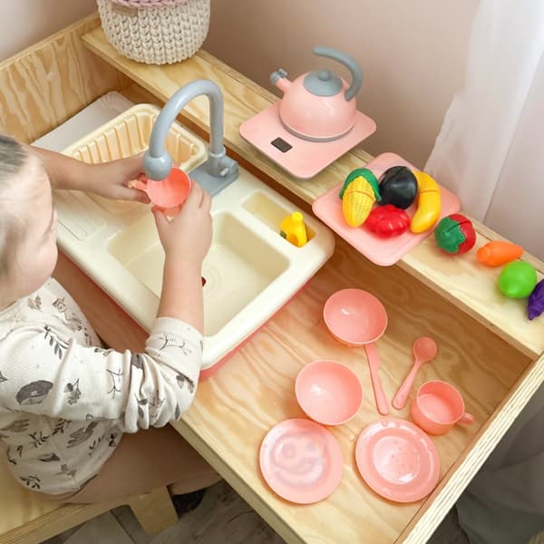 WOOPIE 2 i 1 Diskbänk Vattenkran Rosa