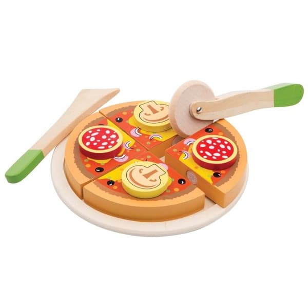 Nya klassiska leksaker - Trä pizza salami att skära