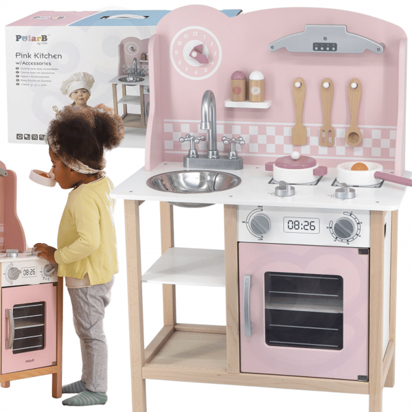 VIGA PolarB Träkök med Tillbehör Silver - Rosa