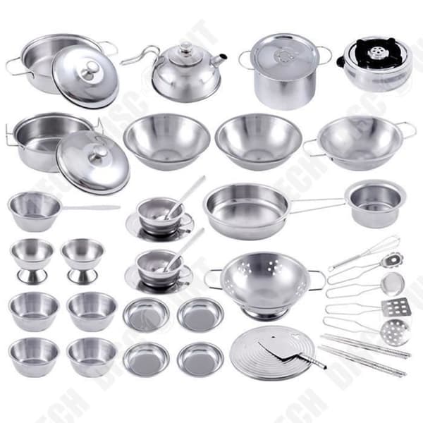 TD® Mini Kök Matlagning Kan verkligen laga mat Set Lekstuga Tjej Köksredskap i rostfritt stål j