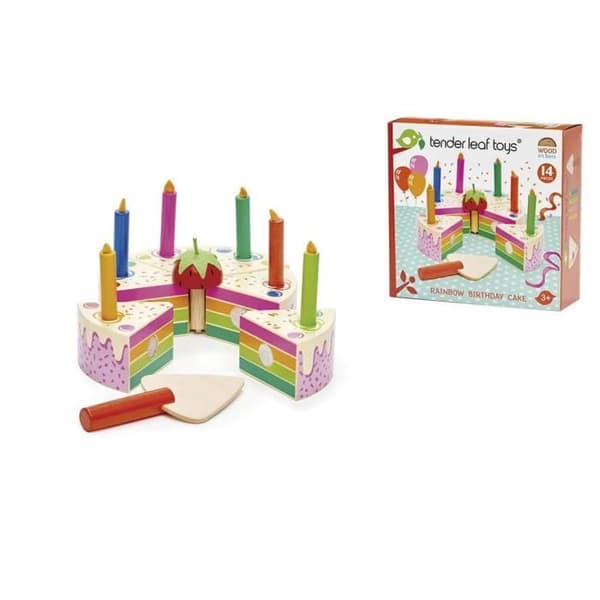 Tender Toys regnbåge födelsedagstårta junior 7-delar