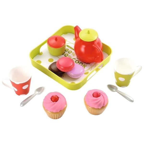 ECOIFFIER Cupcake-bricka - Dinette-imitationsspel - 12 delar - Grön Röd Rosa