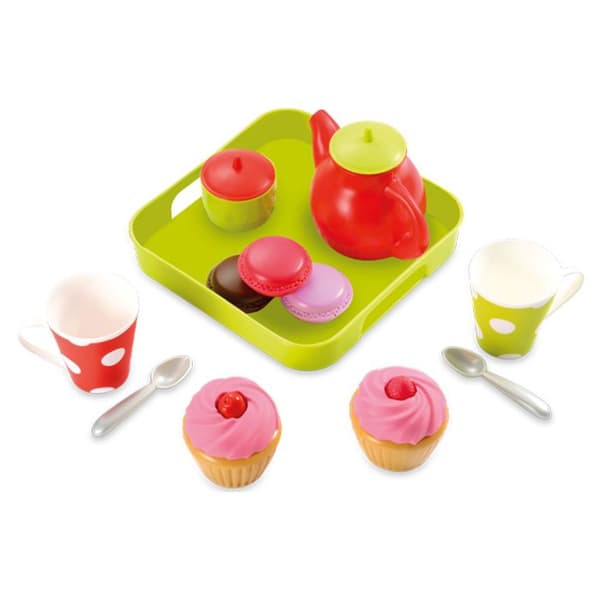 ECOIFFIER Cupcake-bricka - Dinette-imitationsspel - 12 delar - Grön Röd Rosa