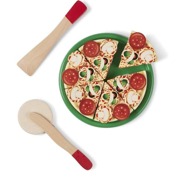 Imitationsspel - MELISSA & DOUG - Träpizza - Trä - Beige - Från 3 år