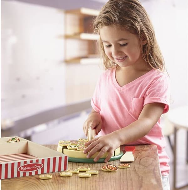 Imitationsspel - MELISSA & DOUG - Träpizza - Trä - Beige - Från 3 år