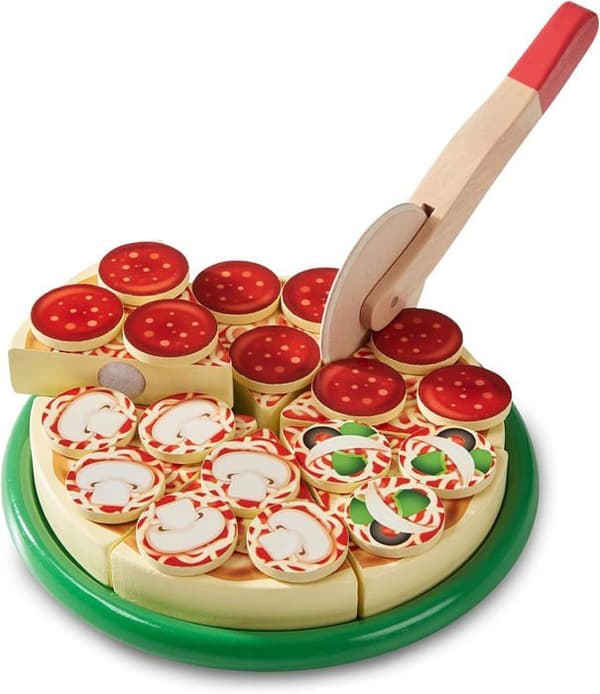 Imitationsspel - MELISSA & DOUG - Träpizza - Trä - Beige - Från 3 år