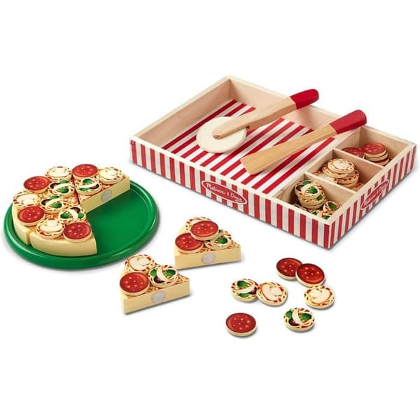 Imitationsspel - MELISSA &amp; DOUG - Träpizza - Trä - Beige - Från 3 år
