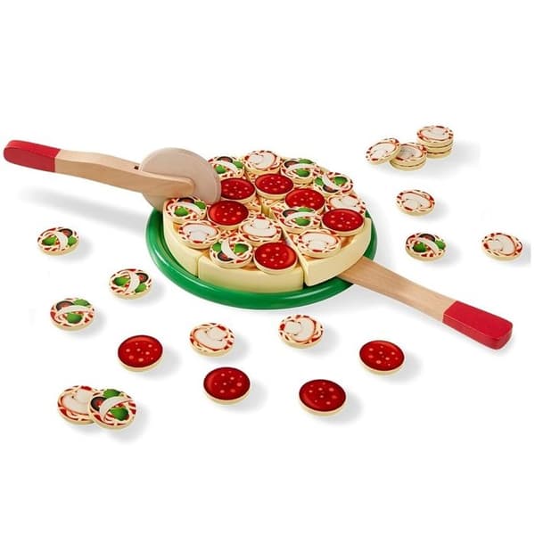 Imitationsspel - MELISSA &amp; DOUG - Träpizza - Trä - Beige - Från 3 år