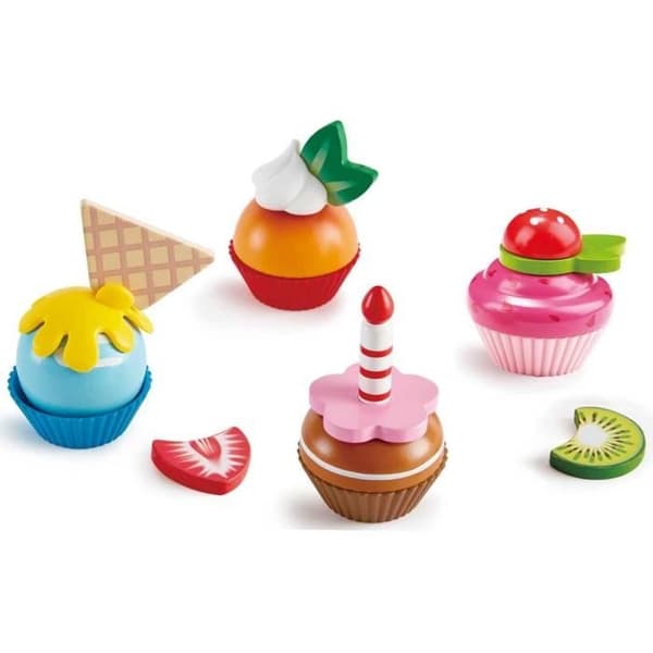 HAPE - Trä låtsas leka kökssortiment - E3157 - Cupcake kakor att montera