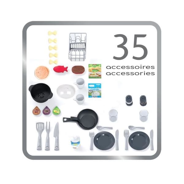 Smoby Cuisine tech edition med elektronisk modul - Ljud och ljuseffekter - 35 tillbehör ingår - från 3 år