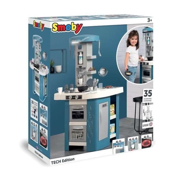 Smoby Cuisine tech edition med elektronisk modul - Ljud och ljuseffekter - 35 tillbehör ingår - från 3 år