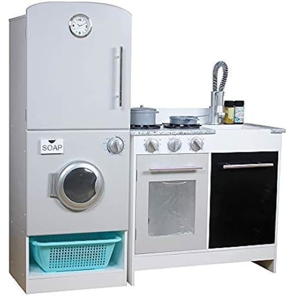 Träleksakskök - WOOMAX - Modern Modular - 2 moduler - 7 tillbehör - Flerfärgad