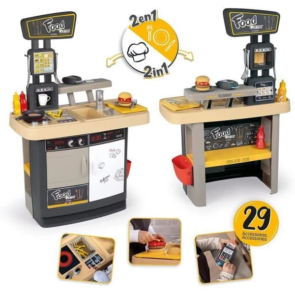 Smoby - Mathörna - Restaurangkök - Imitationleksak med 29 tillbehör