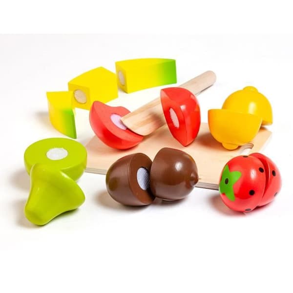 Träfruktspel - MOLTO - Fruktset - Blandat - Barn - 3 år - 8 färdigskurna frukter och en bricka - Trä