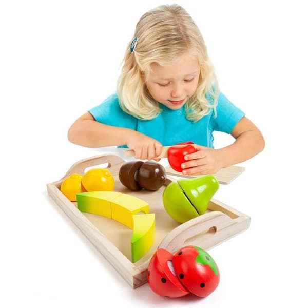 Träfruktspel - MOLTO - Fruktset - Blandat - Barn - 3 år - 8 färdigskurna frukter och en bricka - Trä