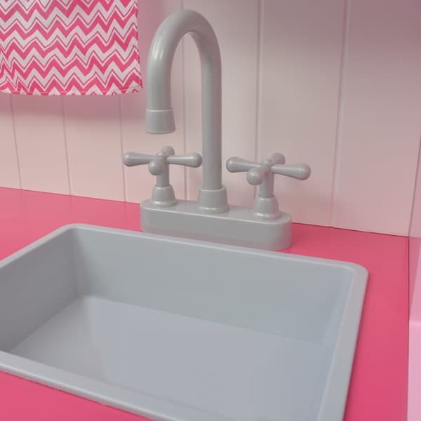 vidaXL Leksakskök i trä 82x30x100 cm rosa och vit