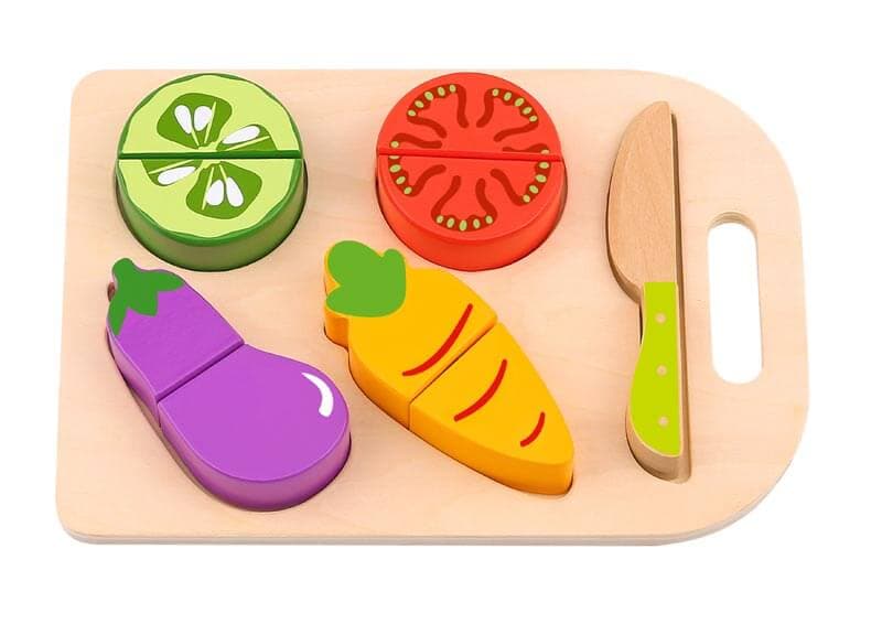 Leksaksmat delbara grönsaker i trä med skärbräda Tooky Toy