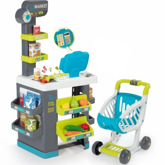 Smoby - Toy Supermarket 89,6 X 38,5 Cm Grå 36 Pcs