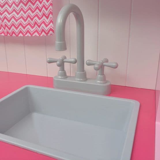 Leksakskök I Trä 82X30X100 Cm Rosa Och Vit