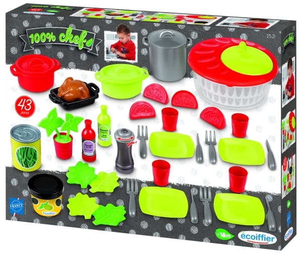 Ecoiffier gryta för frukostmat + 43 tillbehör