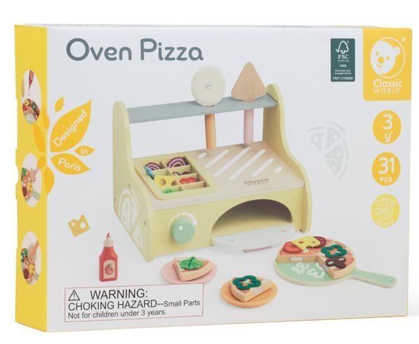 Classic World Pizzaugn med tillbehör - Lekmat i trä