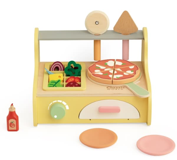 Classic World Pizzaugn med tillbehör - Lekmat i trä