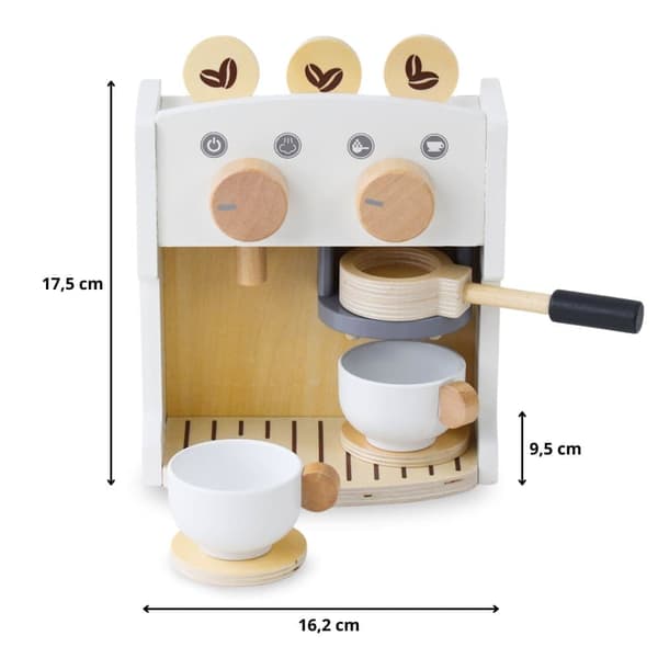 Mamabrum Kaffe- och tebryggare i trä för barn från 3 år, kaffebryggare med tillbehör, leksakscafé, rollspelsleksaker - barista, kock...