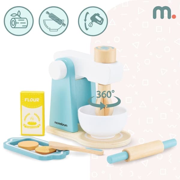 Träblender med tillbehör för barn 3 år och uppåt, leksaksblender för småbarn