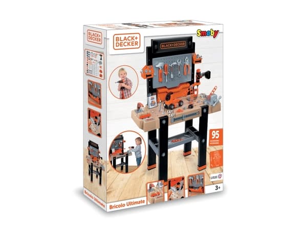 Smoby Juodas & Decker Bricolo Ultimate stor benk + 92 tilbehør