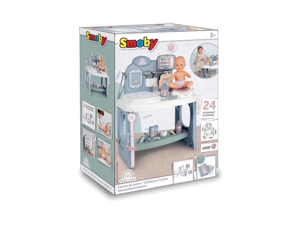 Smoby Baby Care - Pleiesenter med elektronisk nettbrett + 24 tilbehør (240305)