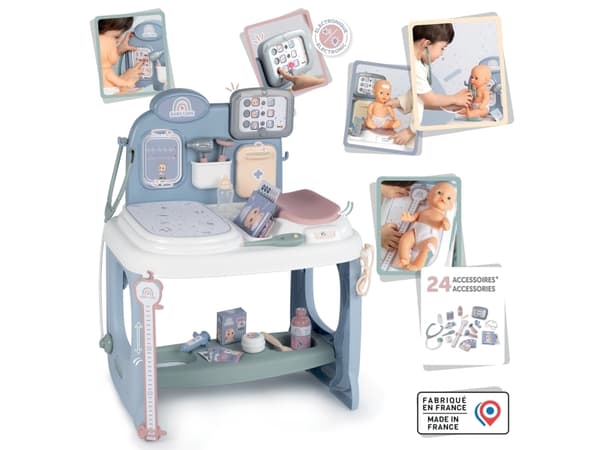 Smoby Baby Care - Pleiesenter med elektronisk nettbrett + 24 tilbehør (240305)
