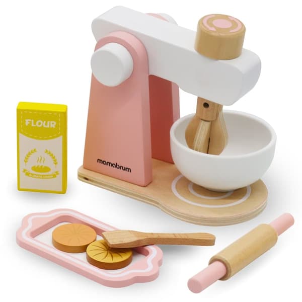 Mamabrum, Trämixer, Träblender med Tillbehör för Barn 3 år och Uppåt, Leksaksblender för småbarn
