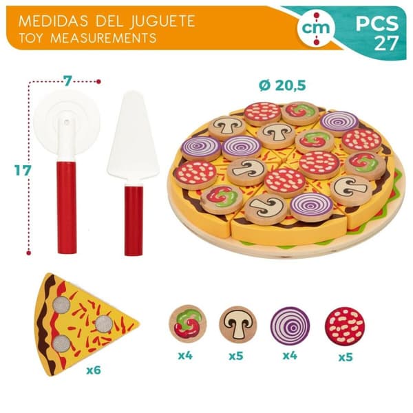 Spel av Trä Woomax Pizza 27 Delar (6 antal)