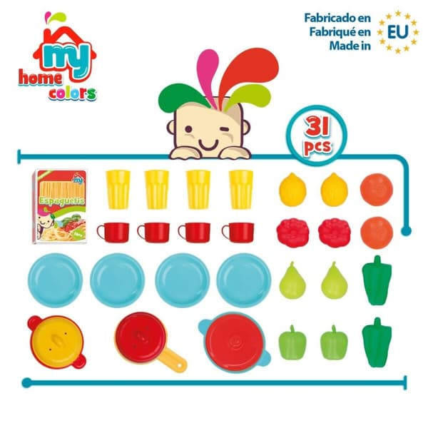 Sats med matleksaker Colorbaby Köksredskap och tillbehör 31 Delar (6 antal)