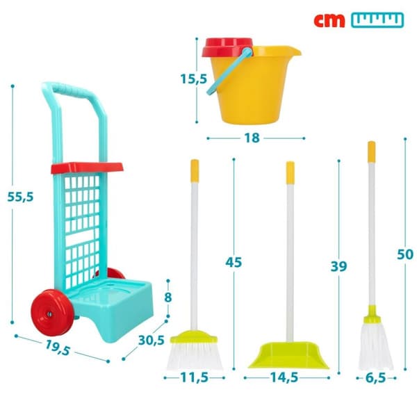 Städvagn med accessoarer Colorbaby Leksak 5 Delar 30,5 x 55,5 x 19,5 cm (12 antal)