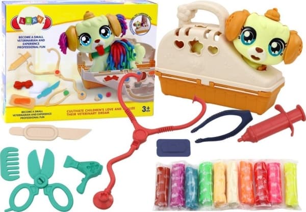 LeanToys Creative Ciastoline Koira kuljetusautossa eläinlääkäri