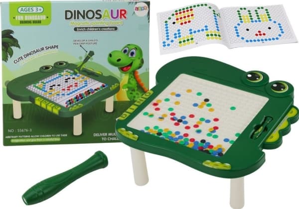 LeanToys Magnetiskt bord Pedagogisk Dinosaurie Pusselplatta Grön