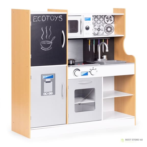 Barnkök med ljud och LED-griffeltavla i metall, MDF +3 år, ECOTOYS