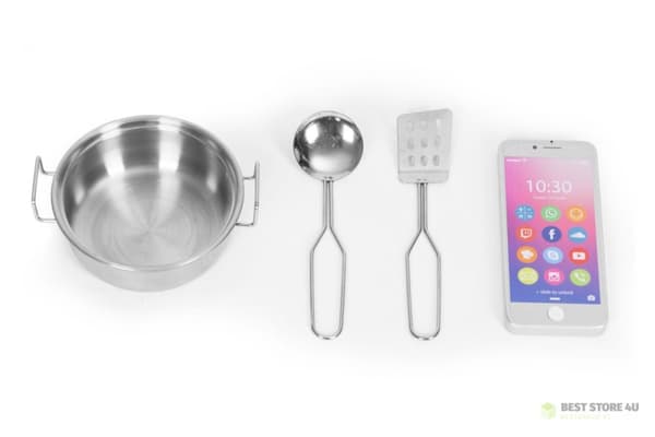 Barnkök med ljud och LED-griffeltavla i metall, MDF +3 år, ECOTOYS