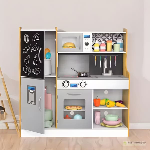 Barnkök med ljud och LED-griffeltavla i metall, MDF +3 år, ECOTOYS