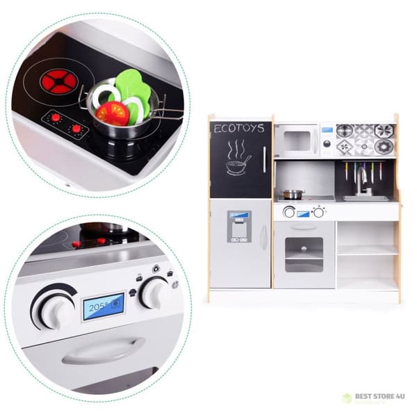 Barnkök med ljud och LED-griffeltavla i metall, MDF +3 år, ECOTOYS