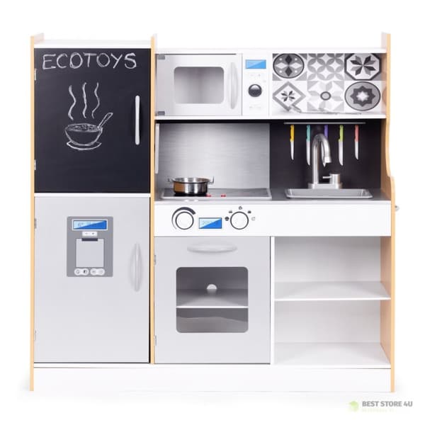 Barnkök med ljud och LED-griffeltavla i metall, MDF +3 år, ECOTOYS