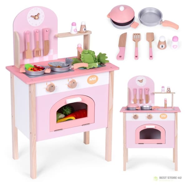 Barnkök rosa med 8 tillbehör ugnsblandare diskho ECOTOYS