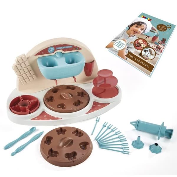 Smoby Chef Chocolat Factory - Chokladverkstad + Receptbok - Matlagningsverkstad - Många formar och tillbehör - Från 5 år